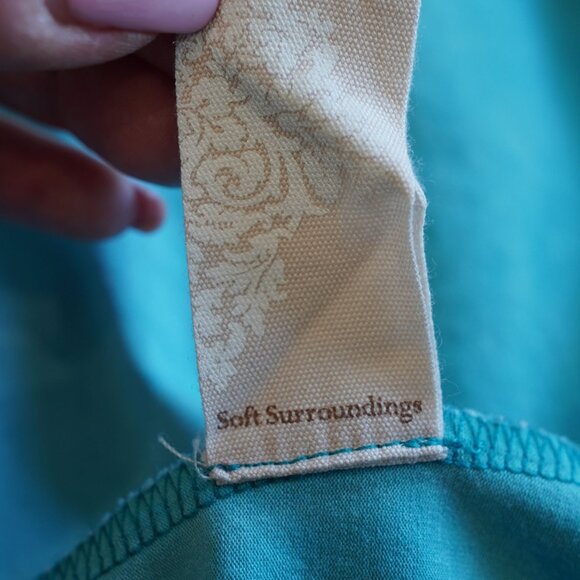 Soft Surroundings Teal Embroidered Beaded Tunic Dress Large‎ Boho Luxe - Picture 10 of 10